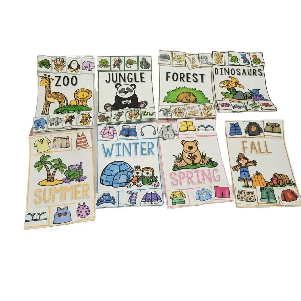 Homemade Matching Velcro cards, special needs teaching, seasons